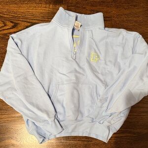 Victoria’s Secret pink quarter zip sweatshirt light blue and neon lime green XS